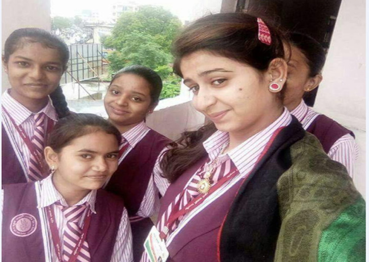Kinjal Dave with classmate - school photo